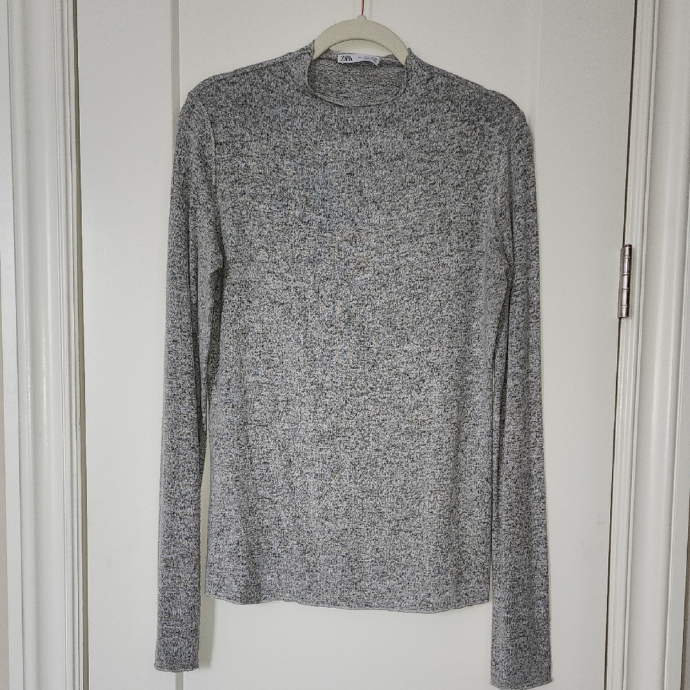 Zara Gray Marled Crew Neck Sweater
